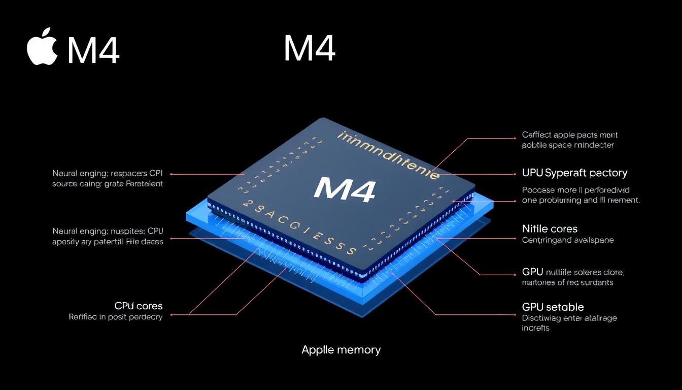 Apple MacBook Pro (2024) M4 chip architecture visualization Apple MacBook Pro (2024) M4 chip architecture visualization