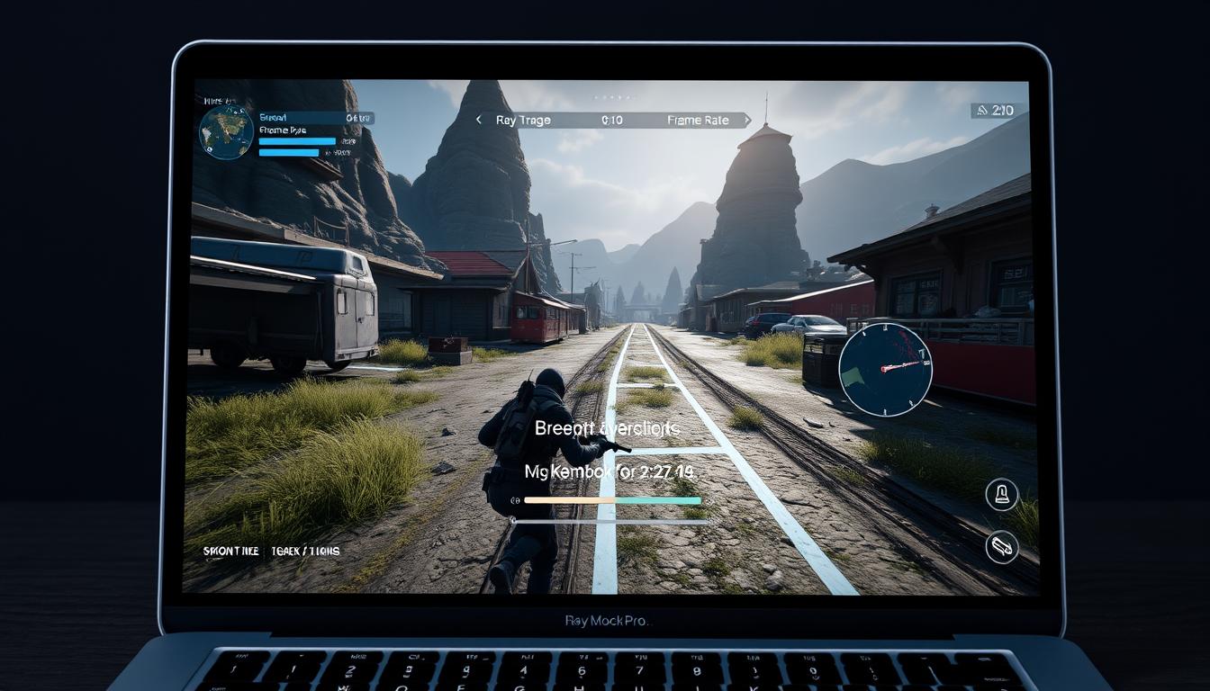 Apple MacBook Pro (2024) running a modern game with detailed graphics Apple MacBook Pro (2024) running a modern game with detailed graphics