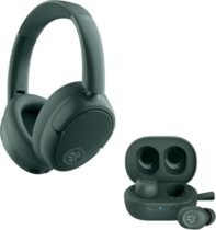 JLab Sage Audio Bundle: JBuds Lux ANC Wireless Premium Over-Ear Bluetooth Headset with Hybrid Active Noise Cancelling Plus JBuds Mini True Wireless Bluetooth Earbuds + Charging Case & Keychain : Electronics