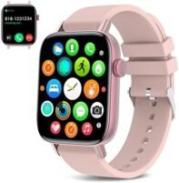 PJYUBVOR 1.9" Smart Watch for Women - Bluetooth Call Fitness Tracker with Heart Rate/Sleep Monitor/Menstrual Reminder, DIY Watch Face Waterproof Smartwatch Compatible with Android iPhone (Pink)