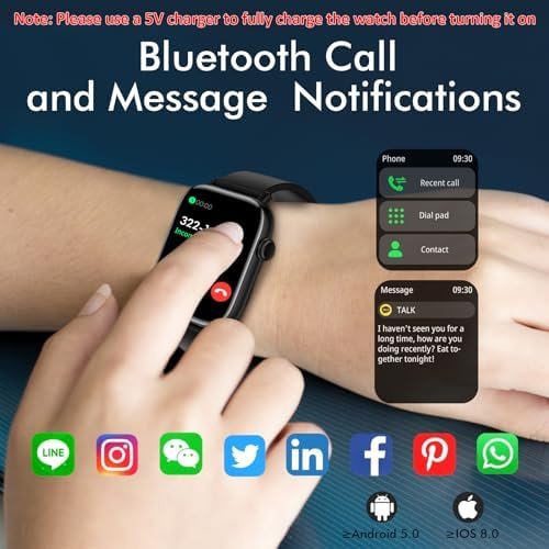 FTTMWTAG Smart Watch for Android iPhone, 1.9" Fitness Tracker with (Answer/Make Calls) IP 67 Waterproof Sport Digital Watches, Blood Pressure Heart Rate Monitor Step Counter Sleep Tracker - Image 2